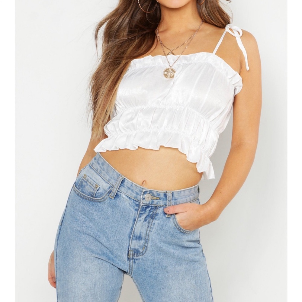 Boohoo tie crop top